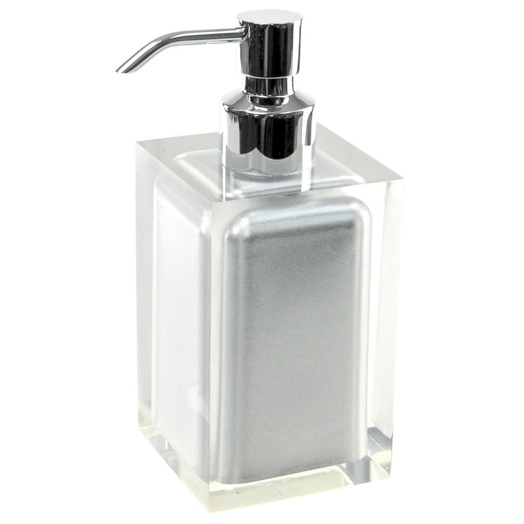 Gedy RA81-73 Soap Dispenser, Square, Silver, Countertop